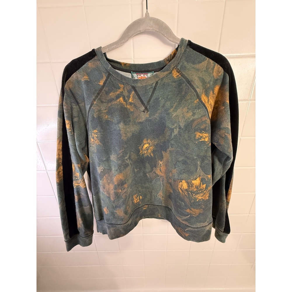 Johnny Was Los Angeles Floral Tie Dye Velvet Stripe Sweatshirt J17621-0 Teal M - Picture 2 of 9